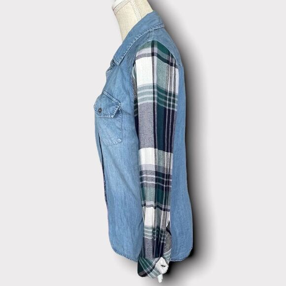 Rails | EUC Women's Jackson Contrast Sleeve Button Down Shirt Size Small - Picture 7 of 10